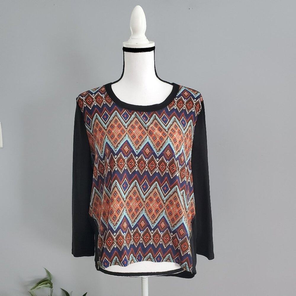 L Vie 89 Long Sleeve Multi-color Shirt Size L